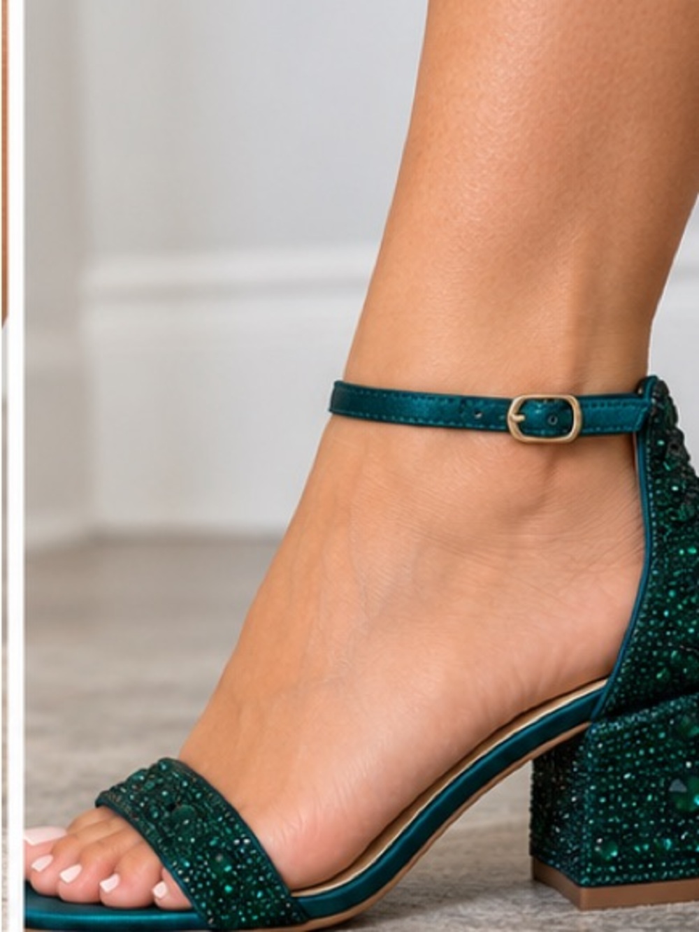 Betsey Johnson Teal Emerald Ankle Strap Block Heels